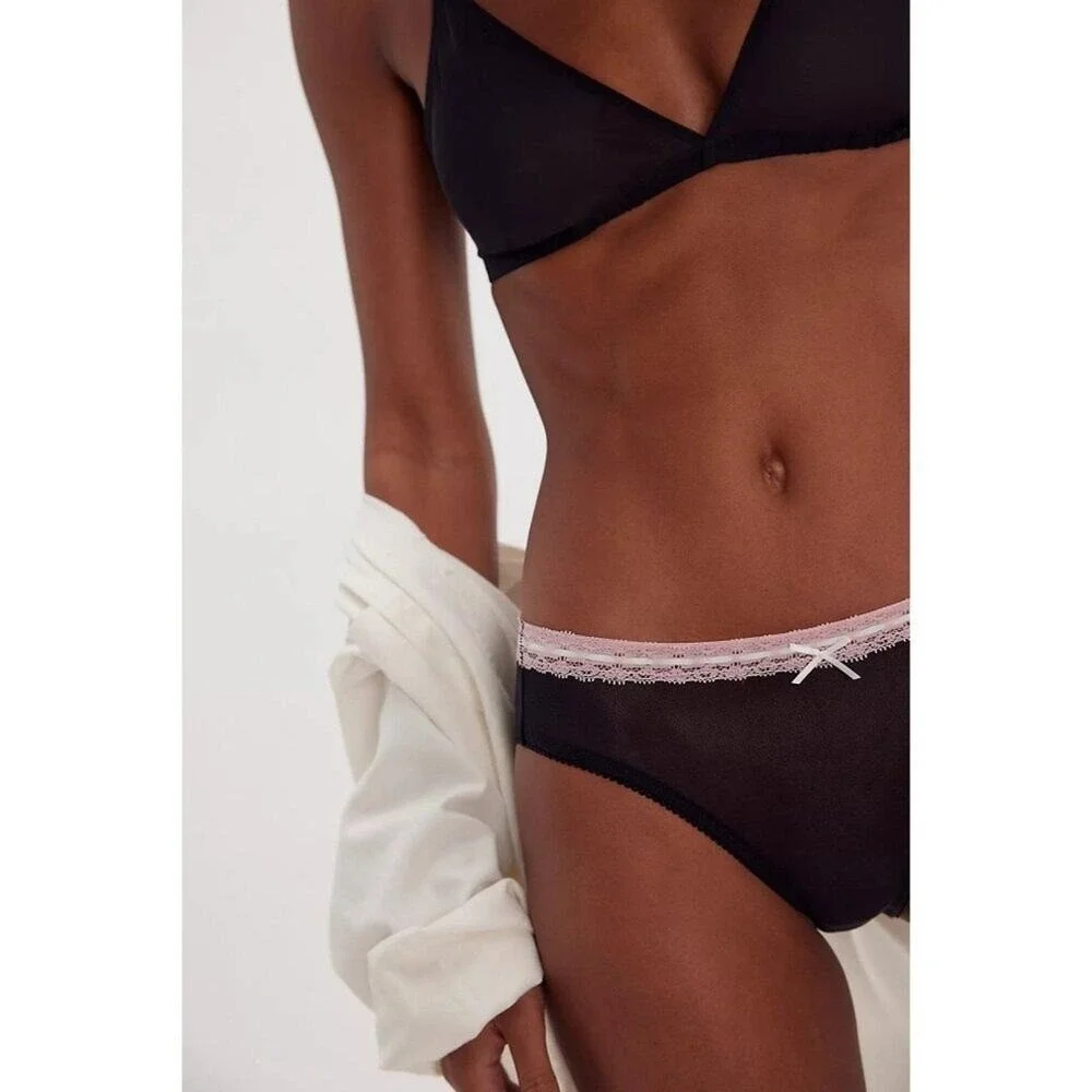 NWT Free People SET OF 2 So Sweet Bikini Panty Mesh‎ Underwear Large